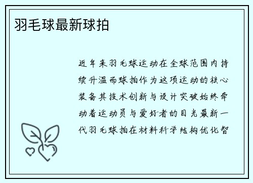 羽毛球最新球拍